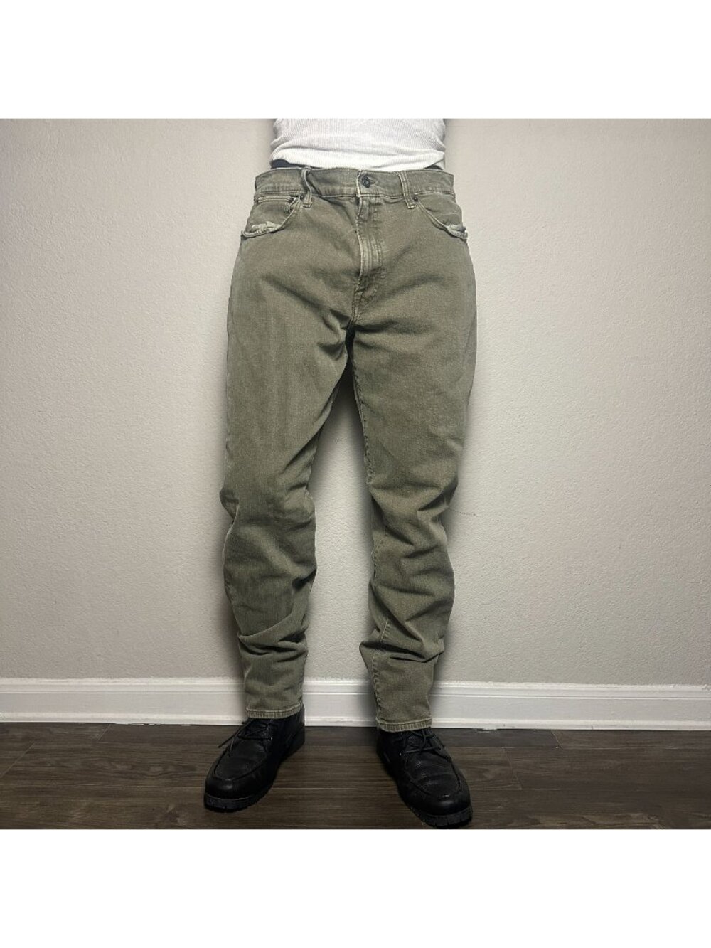 Lucky Brand 121 Denim Jean Pant Men 38x32 Green Western Straight Slim Fit Casual